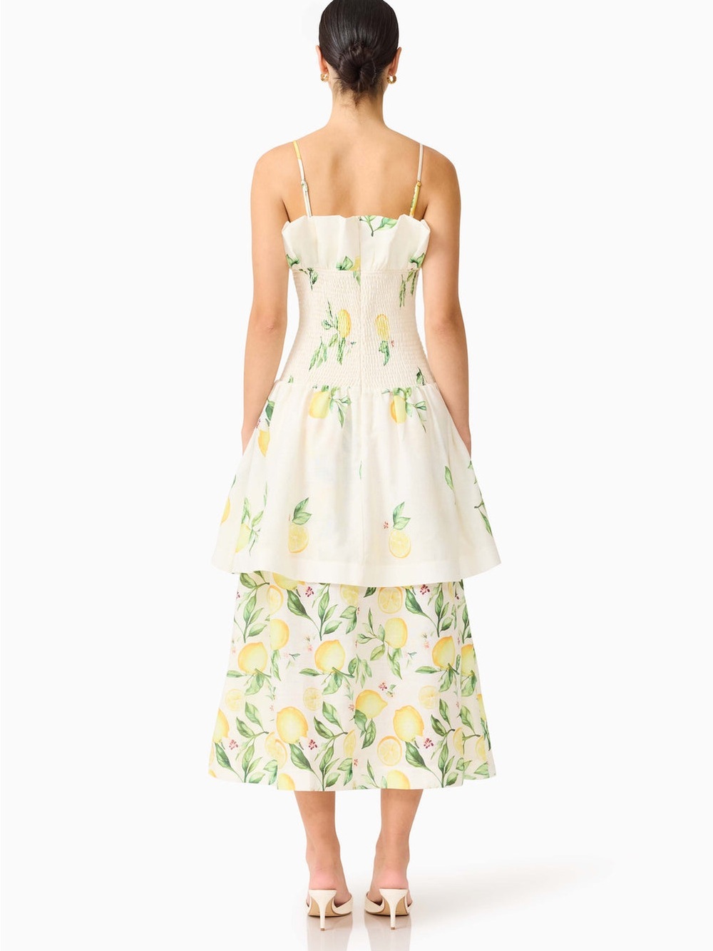 ELLIATT Hana Tiered Maxi Dress in Lemon Print Size S NWT ings. - Picture 4 of 9